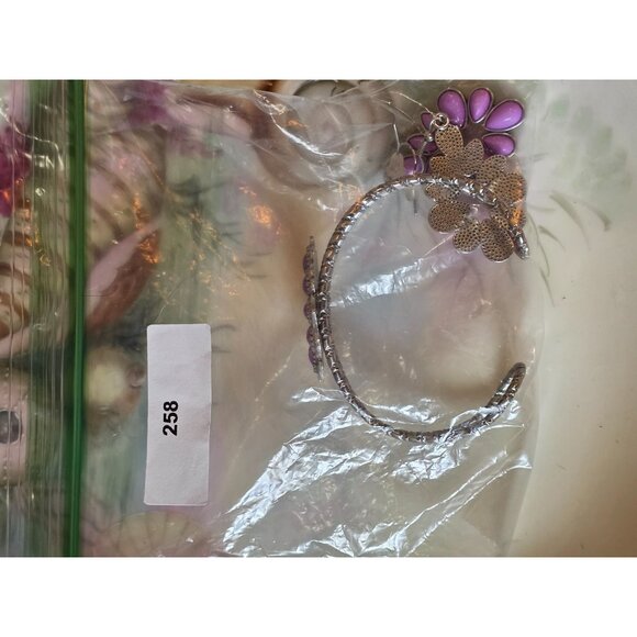 Native American-Style Silver & Purple Cuff Bracelet & Earrings Set New - Picture 7 of 7